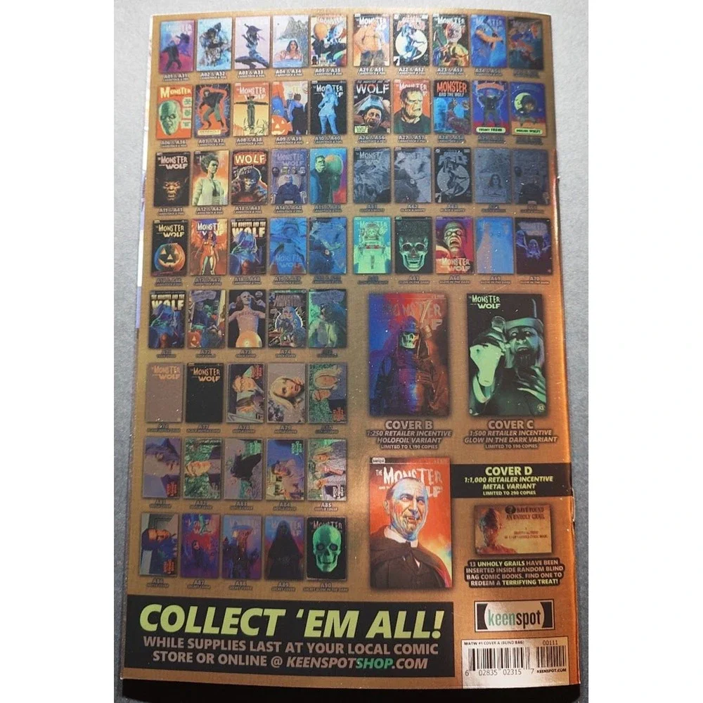 Mark Spears The Monster and the Wolf #1 Wailing‎ Wolfy Comic Book A60 1:420 Foil